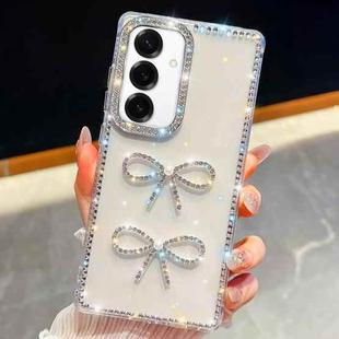 For Samsung Galaxy S24+ 5G Diamond Glitter Dual Bow-knot Shockproof Phone Case(Transparent)