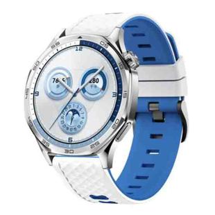 22mm Quick Release Buckle Diamond Texture Two Color Silicone Watch Band(White Blue)
