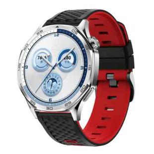 22mm Quick Release Buckle Diamond Texture Two Color Silicone Watch Band(Black Red)