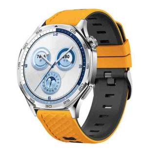 22mm Quick Release Buckle Diamond Texture Two Color Silicone Watch Band(Yellow Gray)