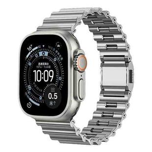 For Apple Watch 46mm / 49mm / 45mm / 44mm Ocean Wave Magnetic Buckle Stainless Steel Watch Band(Titanium)