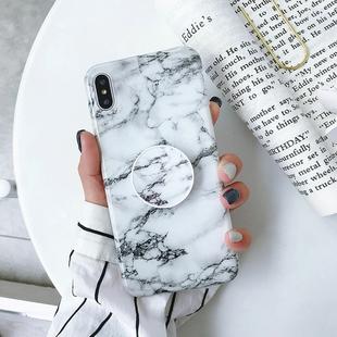 For iPhone X / XS Glossy Marble Folding Bracket Anti-drop TPU Case(Z4)
