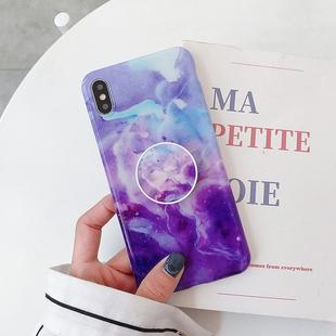 For iPhone X / XS Glossy Marble Folding Bracket Anti-drop TPU Case(Z28)