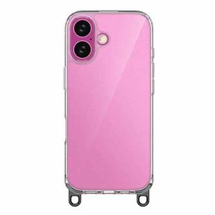 For iPhone 17 Kalebol Minimalist High Transparency Multi Color Lanyard Hole Phone Case(Black)
