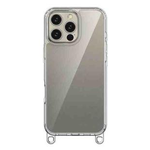 For iPhone 16 Pro Max Kalebol Minimalist High Transparency Multi Color Lanyard Hole Phone Case(Silver)