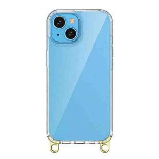 For iPhone 15 Kalebol Minimalist High Transparency Multi Color Lanyard Hole Phone Case(Gold)