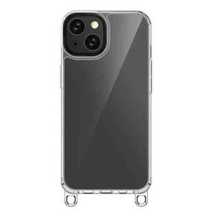 For iPhone 13 Kalebol Minimalist High Transparency Multi Color Lanyard Hole Phone Case(Silver)