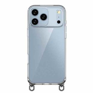 For iPhone 17 Pro Max Kalebol Minimalist High Transparency Multi Color Rotating Lanyard Hole Phone Case(Black)