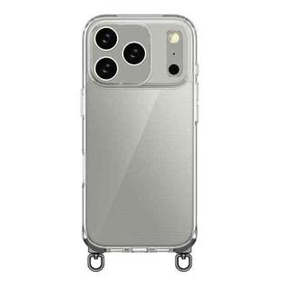 For iPhone 17 Pro Kalebol Minimalist High Transparency Multi Color Rotating Lanyard Hole Phone Case(Black)