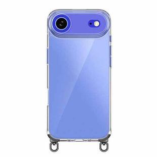 For iPhone Air Kalebol Minimalist High Transparency Multi Color Rotating Lanyard Hole Phone Case(Black)