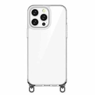 For iPhone 14 Pro Kalebol Minimalist High Transparency Multi Color Rotating Lanyard Hole Phone Case(Black)