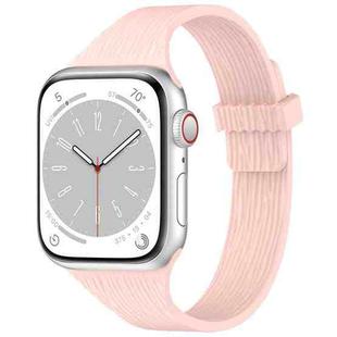 For Apple Watch 46mm / 49mm / 45mm / 44mm Water Wood Grain Small Waist Magnetic Silicone Watch Band(Pink)