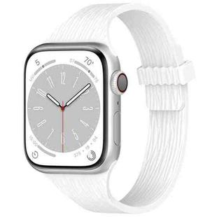 For Apple Watch 42mm / 41mm / 40mm / 38mm Water Wood Grain Small Waist Magnetic Silicone Watch Band(White)