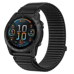 For Garmin 22mm Woven Nylon Hook And Loop Fastener Metal Interface Watch Band(Black)