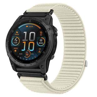 For Garmin 22mm Woven Nylon Hook And Loop Fastener Metal Interface Watch Band(Starlight)