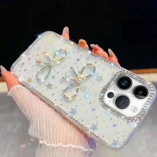 For iPhone 14 Pro Diamond Glitter Dual Bow-knot Shockproof Phone Case(Transparent Stars)