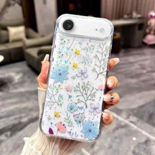For iPhone Air Fresh Small Floral Epoxy TPU Phone Case(D05 Blue Floral)