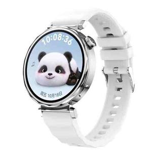 18mm Wave Texture Silver Buckle Silicone Watch Band(White)