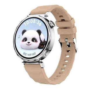 18mm Wave Texture Silver Buckle Silicone Watch Band(Milk Tea)