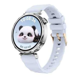 18mm Wave Texture Rose Gold Buckle Silicone Watch Band(Ice Crystal Blue)