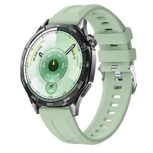 22mm Vertical Stripes Silver Buckle Solid Color Silicone Watch Band(Light Green)