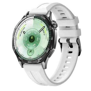 22mm Vertical Stripes Black Buckle Solid Color Silicone Watch Band(White)