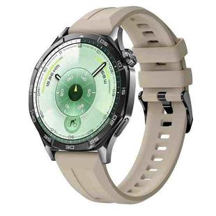 22mm Vertical Stripes Black Buckle Solid Color Silicone Watch Band(Cangshan Grey)
