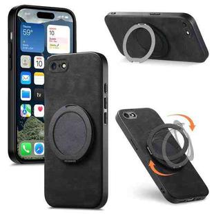 For iPhone 7 / 8 / SE 2022 Retro Leather Rotation Round Holder Phone Case(Black)