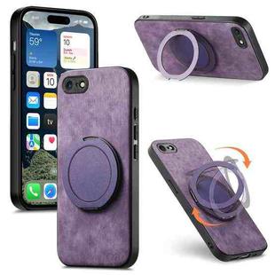 For iPhone 7 / 8 / SE 2022 Retro Leather Rotation Round Holder Phone Case(Purple)