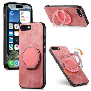 For iPhone 7 Plus / 8 Plus Retro Leather Rotation Round Holder Phone Case(Pink)