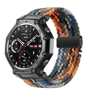 For Amazfit T-Rex 3 Parachute Buckle Elastic Nylon Braided Quick Release Watch Band(Camouflage Colorful)