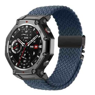 For Amazfit T-Rex 3 Parachute Buckle Elastic Nylon Braided Quick Release Watch Band(Deep Blue)