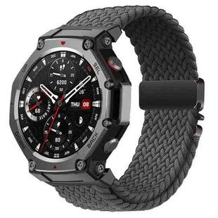 For Amazfit T-Rex 3 Parachute Buckle Elastic Nylon Braided Quick Release Watch Band(Gray)