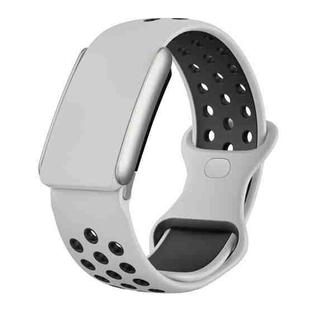 For WHOOP 5.0 Regular Reverse Buckle Breathable Silicone Sports Watch Band(Light Grey Black)