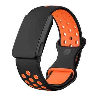 For WHOOP 5.0 Electrocardiogram Reverse Buckle Breathable Silicone Sports Watch Band(Black Orange)