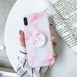 For iPhone XR Glossy Marble Folding Bracket Anti-drop TPU Case(Z1)