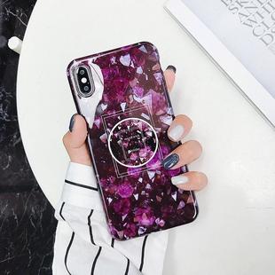 For iPhone XR Glossy Marble Folding Bracket Anti-drop TPU Case(Z12)