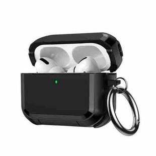 For AirPods Pro 3 Full-Coverage Shockproof TPU Hybrid PC Earphone Cover with Carabiner(Black)