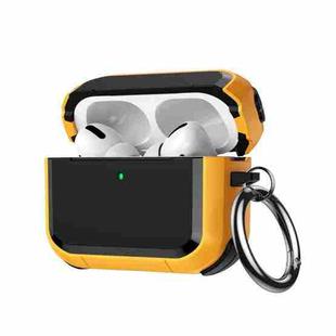 For AirPods Pro 3 Full-Coverage Shockproof TPU Hybrid PC Earphone Cover with Carabiner(Yellow)