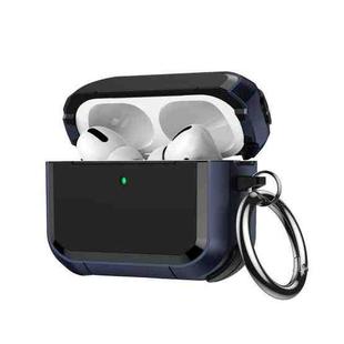 For AirPods Pro 3 Full-Coverage Shockproof TPU Hybrid PC Earphone Cover with Carabiner(Blue)
