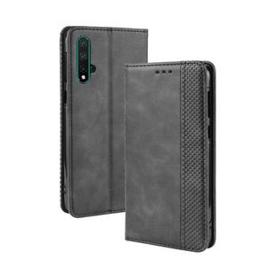 Magnetic Buckle Retro Crazy Horse Texture Horizontal Flip Leather Case for Huawei Nova 5 / Nova 5 Pro, with Holder & Card Slots & Photo Frame(Black)