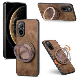 For Realme C67 4G Retro Leather Rotation Round Holder Phone Case(Brown)