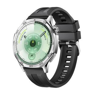 For Huawei Watch GT 6 46mm Silver Buckle Groove Silicone Quick Release Watch Band(Black)