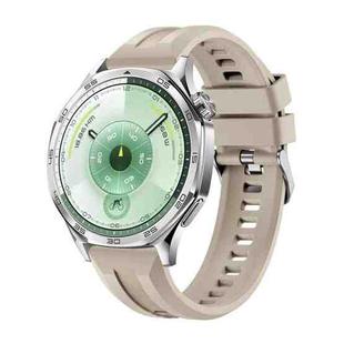 For Huawei Watch GT 6 46mm Silver Buckle Groove Silicone Quick Release Watch Band(Khaki)