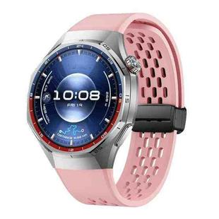 For Huawei Watch GT 6 Pro Holes Magnetic Folding Black Clasp Silicone Watch Band(Pink)