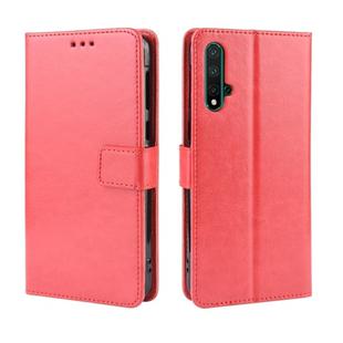 Retro Crazy Horse Texture Horizontal Flip Leather Case for Huawei Nova 5 /Nova 5 Pro , with Holder & Card Slots & Photo Frame(Red)