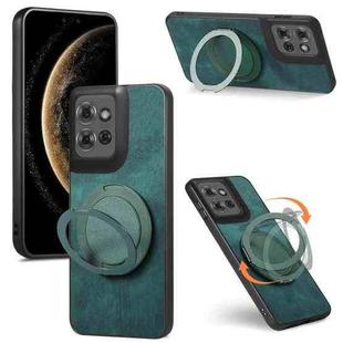 For Motorola Edge 60 Fusion Retro Leather Rotation Round Holder Phone Case(Green)