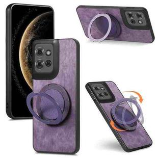 For Motorola Edge 60 / 60s Retro Leather Rotation Round Holder Phone Case(Purple)