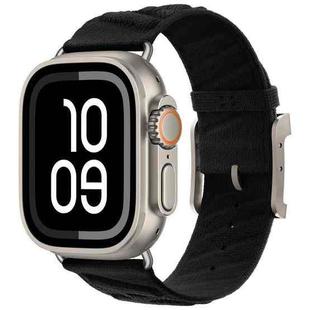 For Apple Watch 42mm / 41mm / 40mm / 38mm Style H Twill Nylon Watch Band(Black)