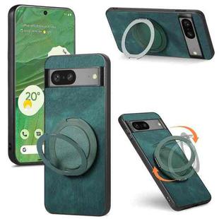 For Google Pixel 7 Retro Leather Rotation Round Holder Phone Case(Green)